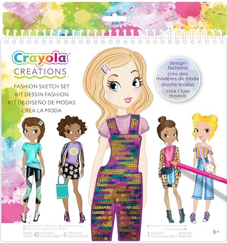 Crayola Creations - Super album de dessin I Love Fashion - Crée la Mode, activité créative et idée cadeau pour les filles, à partir de 8 ans, 04-1178