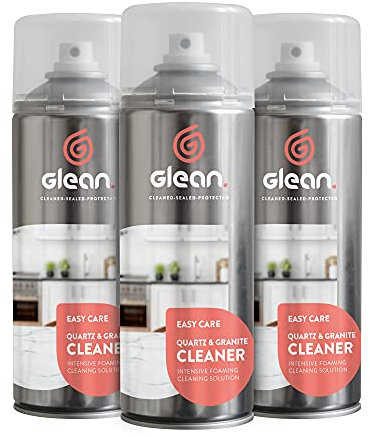 GLEAN Quartz & Granite Cleaner | 3 x 400ml | NON ABRASIVE | Quartz | Granite | Kitchen Cleaner | Streak-free Foaming Worktop Cleaner | Clean & Polish Natural Stone