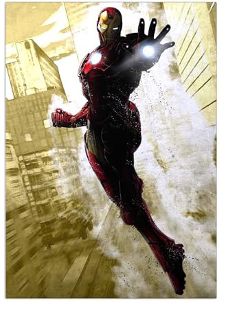 Displate Offiziell Marvel MetallPoster Magnetische Befestigung Inklusive Lizenziert Bilder Hochwertiges Poster Marvel Dark Edition - Iron Man Poster 45 cm x 32 cm