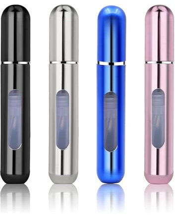 4PCS Atomizador Perfume Recargable, 8ml Atomizador de Perfume Pulverizador Mini Botella Vacío Pulverizador, Spray Bote de Perfume Portátil, Botella de Perfume Viaje (B)