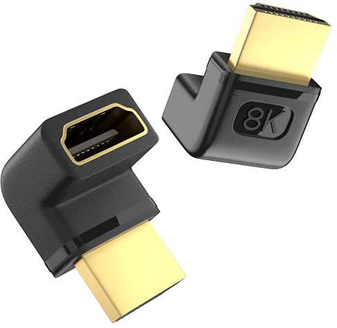 Adattatore HDMI 2.1, Estensore placcato oro a 90 e 270 gradi con 8K@60Hz 4K@120Hz 144Hz, HDR, eARC per Compatibile con PS5, Xbox, Laptop, Proiettore, Monitor, Samsung LG Hisense TV, Soundbar
