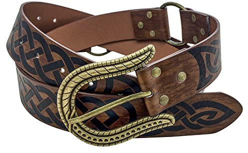 Thajaling Wikinger-PU-Ledergürtel, mittelalterlicher keltischer Knotengürtel, Renaissance-Ritter-Ledergürtel, nordischer Prägegürtel für Männer