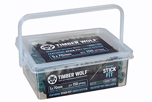 Timber Wolf Lot de 150 vis à bois extérieures Vert 5 x 70 mm