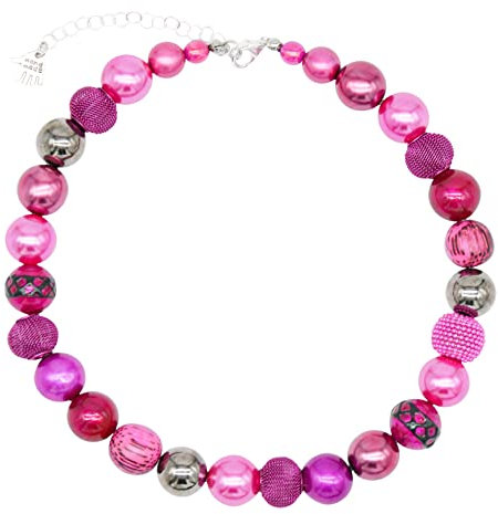 Feliss Handmade Schmuck, Kette Damen, Geburtstagsgeschenk für Frauen, Halskette ca. 45cm lang, Perlenkette, Choker, aesthetic accessoires, pink