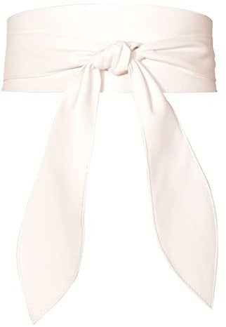 FEOYA Damen Taillengürtel Breiter Obi Gürtel Bindegürtel Ledergürtel für kleider Mode Bekleidung Accessoires Weiß S-M