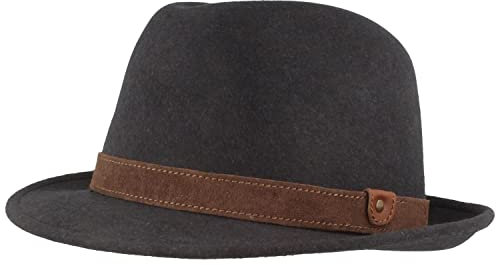 Breiter Trilby Knautschbar Filzhut schmale Krempe Wollfilz blau M 56-57