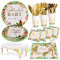 Nkaiso Babyparty Geschirrset, 141 Stück Baby Shower Neutral Partygeschirr Babyparty Geschirr Set mit Grün Gold Papierteller Becher Servietten Geschirr für Baby Shower Geburtstag Deko- 20 Gäste