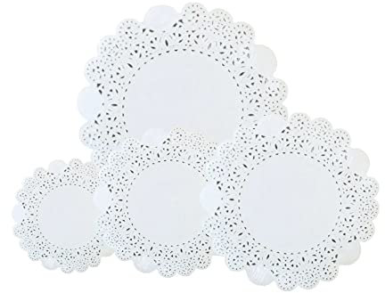 MAQA 100 pz Centrini carta pizzo per decorazioni 20-28-30-32 cm, centrino carta rotondo per feste e matrimoni, Merletto bianco decorativo 32 cm