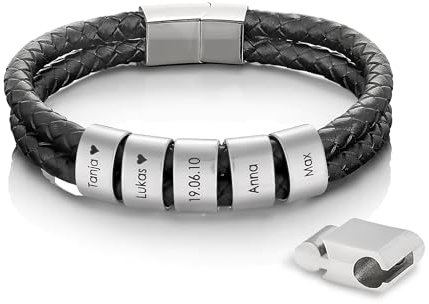 Papasplatz – Personalisiertes Armband für Männer - Herren-Armband mit Gravur - für Papa