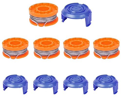 5Pcs Grass Trimmer Spool Line with 5Pcs Spool Cover Replacement for MacAllister MGTP18Li Trimmer