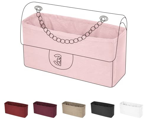 ArcDiary Seide Handtasche Organizer für Chanel CF Classic-flap, Taschenorganizer Tasche in Tasche Organizer, Luxuriöser Tasche Tote Einsatz (Small 23.5, Pink)