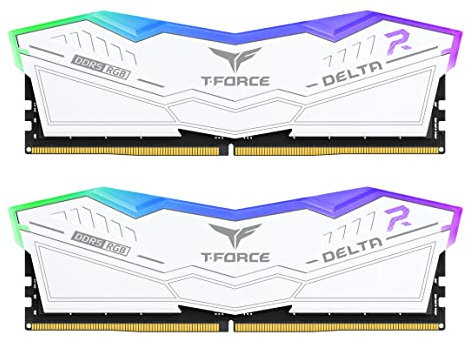 TEAMGROUP T-Force Delta RGB DDR5 Ram 48GB (2x24GB) 8200MHz PC5-65600 CL38 A-DIE Desktop Memory Module Ram for 600 700 Series Chipset XMP 3.0 Ready White - FF4D548G8200HC38EDC01