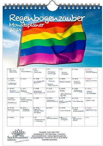 Regenbogenzauber Pride LBGTQIA+ Planer DIN A4 Kalender für 2024 - Seelenzauber