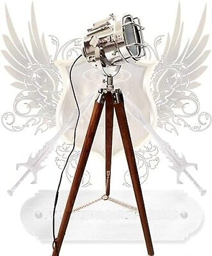 Designer Vintage Style Tripod Floor LAMP Large Marine Nautical Search Light