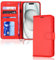 TECHGEAR Cover iPhone 15 - Custodia Portafoglio in Pelle Sintetica con TPU Antiurto, Funzione di Supporto con Slot per Schede e Cinturino da Polso per iPhone 15 (6,1 Pollici 2023) rosso