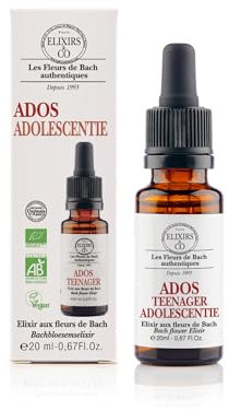 Elixirs & Co - Elixir Ado Bio Prêt à l'Emploi, Composé Unique aux Fleurs de Bach 20ml - Angoisse, Calme, Effet Relaxant - Compte Gouttes Fleur De Bach 100% Naturel - Fabriqué en France