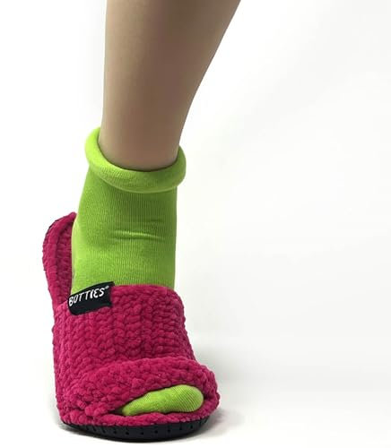 myboshi Häkelset Boshilette Osaki, für Anfänger, inkl. Botties Sohlen-Set, Samt Wolle, Häkelnadel, Anleitung und Label, 100% Polyester, Rosa Größe L (41/42)