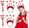 MONCAP 4STK Pailletten Herz Haarreif Valentinstag Herz Stirnband Rotes Herz Haarband Amor Kopfschmuck Stirnband mit Valentinstag Feenstab für Kinder Erwachsene Hochzeit Party Maibaum Geschenk