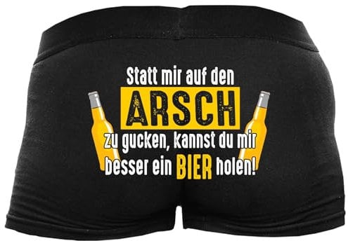 Shirtoo Lustige Herren-Boxershorts mit Spruch Auf den Arsch gucken Männer zum Geburtstag, Valentinstag, zu Weihnachten oder Nikolaus
