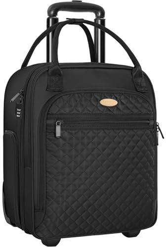 TORIBIO Handgepäckkoffer unter dem Sitz mit Rollen, Schwarz, 13 x7.5x16.5, Casual