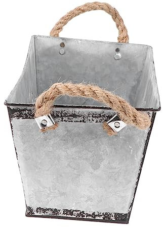 BESPORTBLE Eisen Blumeneimer Mit Griff Seil Blumenhalter Pflanzeneimer Für Trockenblumen Und Blumen Aufbewahrungseimer Silber Mittlere