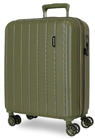 Movom Wood Kabinenkoffer, mittelgroß, groß und Sets, Harter ABS-Kunststoff, TSA-Verschluss, 4 Doppelrollen, ausziehbar, Handgepäck von Joumma Bags, kaki, 40x55x20 cms, Ausziehbarer Kabinenkoffer