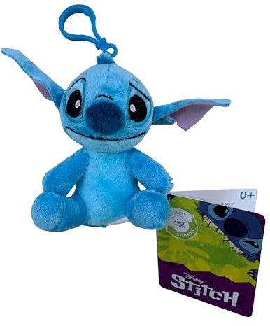 Simba - Disney Peluche Stitch con Llavero Clip, 10cm, Material Suave y Agradable, Auténtico Producto Oficial Disney, Adecuado a Partir de 1 año (6315870053)