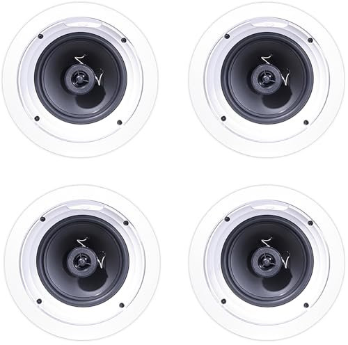 Klipsch R-1650-C in-Ceiling Speaker - White (4-Pack) Compact, Easy to Install, Durable
