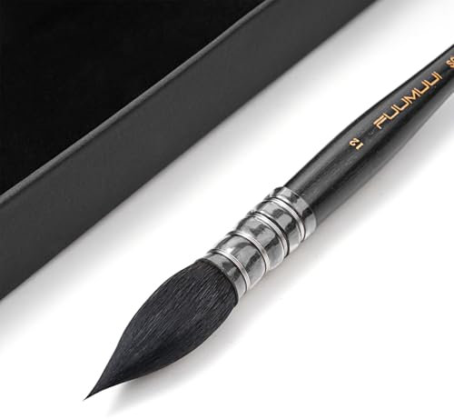 Fuumuui Aquarellpinsel Mopp - Größe 12 Aquarellpinsel Eichhörnchenhaar | Hoher Farbtragekapazitat | Mop Brush Watercolor, Pinsel Aquarell Naturhaar, Rundpinsel, Echthaar Pinsel