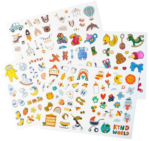 AYVRUOP sticker fotoalbum,4 Blatt 178 Stück Sticker Babyalbum Aufkleber Fotoalbum Baby Babysticker Aufkleber für Babyelement-Fotoalben für Kinder Babyparty Geschenk Jahr Buch Scrapbook Zubehör