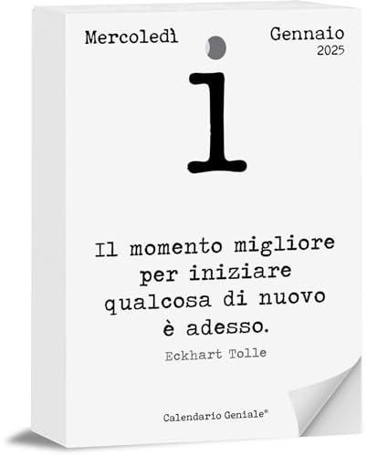 Calendario Geniale 2025. Il Primo e L’Originale. Idea Regalo Filosofico. Calendario Biologico da tavolo con scatola regalo. Ogni giorno Frasi Filosofiche. Bonus digitali. Inserto 10 x 14 cm.