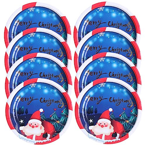 HAPINARY 8pezzi Piatti Di Carta Natalizi Con Immagine Di Babbo Natale Piatti Usa e Getta Per Feste Di Natale Decorazione e Tavola Festiva