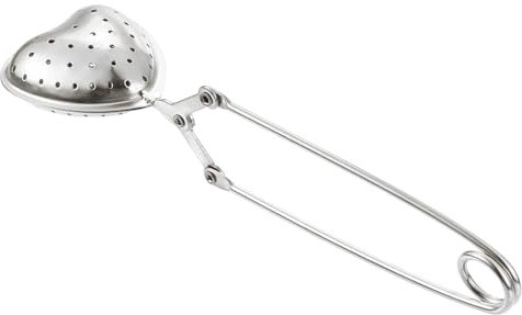 sourcing map 1 Pcs Heart Snap Tea Ball Infuser with Handle, Loose Tea Steeper, Stainless Steel Tea Strainer for Brew Loose Leaf Tea, Silver