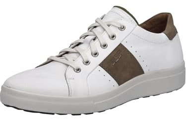 Josef Seibel Herren Low-Top Sneaker Maddox 04,Weite G (Normal),Wechselfußbett,Sportschuhe,Freizeitschuhe,Turnschuhe,Weiss-blau,45 EU