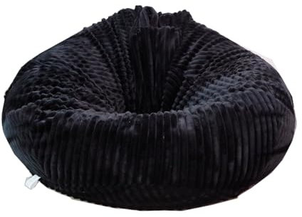 Cover without filler Bean Bag Cover Bean Bags Chair without Filling Stuffed Animal Storage Washable Soft Plush Sofa Cover (Black, X-Large)