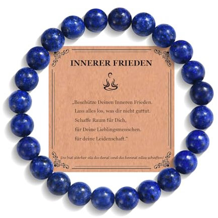 JEWTOP Armband mit 8 mm Edelsteine Perlen für Damen, Heilsteine Lapislazuli Armband Glücksbringer für Mama Freundin Geburtstagsgeschenk Chakra Yoga Armbänder