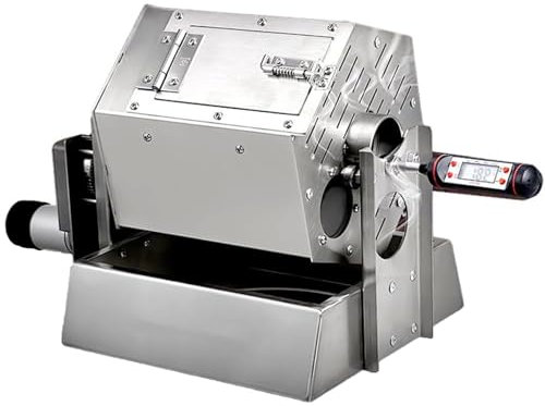 ZHIXUMM Tostatrice Professionale per Chicchi di caffè, Tostatrice A Tamburo da 3,4 L, in Acciaio Inox, Tostatrice A Gas per Chicchi di caffè con Termometro per Uso Domestico E Commerciale