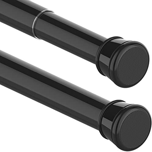 Aiitomg 1Stück Gardinenstange Ohne Bohren Duschvorhangstange Teleskopstange für Schränke, Badezimmer, Kleiderschrank 115-255CM(1Stück) Schwarz(Durchmesser 25mm)