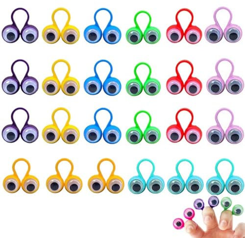 WeddHuis 24 Stück Fingerspielzeug Augen Fingerpuppen Partytüten Spielzeug für Kindergeburtstag Halloween Party mitgebsel kindergeburtstag (mehrfarbig)