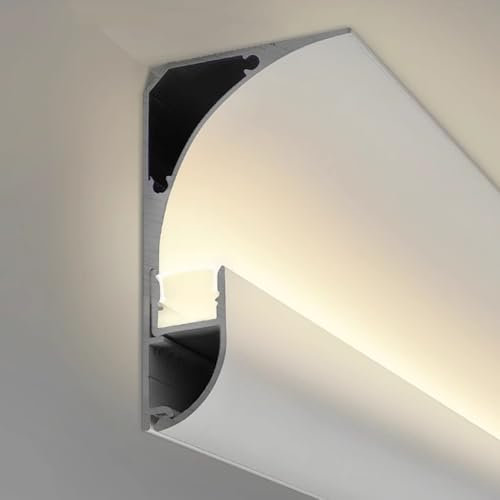 WhamtL Corniche LED Plafond Plinthes à Canal LED, Moulure de Plafond de Cuisine/Armoire/Couloir/Théâtre, Plinthe LED en Aluminium Installée en Surface(29m/95.1ft)