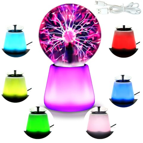 Boruibyr Plasma-Kugel-Lampe, interaktive Touch-Leuchtkugel, 7,6 cm, lustige Lampe, USB-betrieben, 7 Farbwechsel-Lichter, Stimmungsbeleuchtung, Party-Requisite, Geschenke