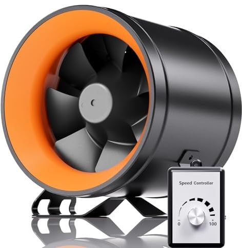 Hon&Guan EC Rohrventilator 150mm Regelbar mit Drehzahlregler,689 m³/h Rohrlüfter Hoher Luftdruck EC-Motoren mit EU-Stecker für Growzelt Kohlefilter Garage 3D-Drucker