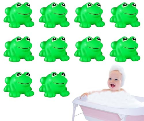 Uhngw Frösche für Kinder, Froschfigur - Gummi -schwimmende Frösche für Kinder - Miniaturdekoration für Badewanne Pool Dusche Schwimmen 10x Gartenlandschaft Klassenzimmer Karnevalspreise Geburtstag