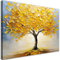 Feeby Quadro su Tela Non Tessuta - Stampa Su Tela - Albero d'oro Astrazione Dipinto - 90x60 cm - Decorazione Murale - Moderno Soggiorno - quadri moderni soggiorno - poster