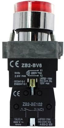 Interruptor pulsador LED XB2-BW3462, luz indicadora redonda plana, contacto plateado