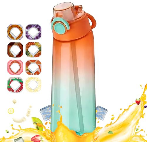 900 ml Drinking Bottle With Flavou, Sport Straw with 8 Stochastic Pods, The Tritan Material is Not Afraid of High Temperatures, Sports Bottle With Fragrance, BPA-free, Ideal for Fitness(Yellow Pink)