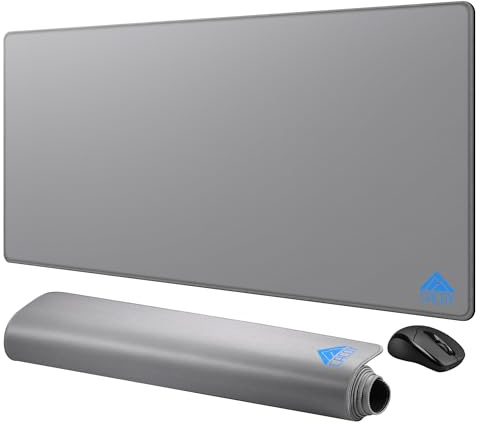 Cacoy 110x50cm Extended Gaming Mouse Pad, XXL Large Keyboard Mousepad with Non-Slip Rubber Base, Oversized Desk Mat Protector, Personalized Stitched Edge Computer Mouse Mat for Office & Home, Grey