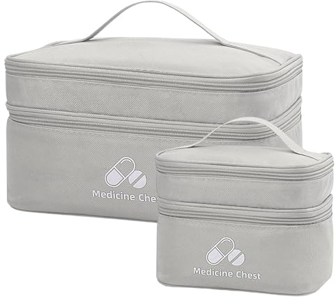 Medikamententasche Reise, 2 Stück Reiseapotheke Tasche, Große Kapazität | Leere, Erste Hilfe Tasche, Wasserdichte tragbare, Medikamenten Aufbewahrung für Zuhause, Büro, Reisen, Wohnmobile, Modisch
