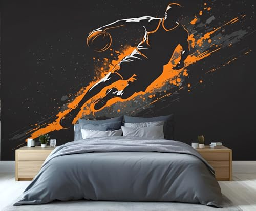 YXQAIED Basketball Wallpaper, Athlete Wallpaper for Living Room, Basketball Bedroom Wallpapers, Photo 3D Wall Murals for Adults Room Decor (Not Peel and Stick)