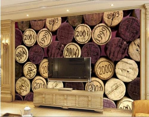 XLMING Bouchon De Bouteille En Liège Vintage 3D Papier Peint Premium Texturé Soie Bureau Salle à Manger Salon Chambre Coucher Canapé TV Mur-300cm×210cm